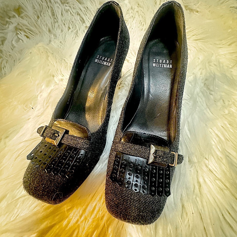 Stuart Weitzman Vintage Fringe Wool Blend with Buckle Y2K size 6
